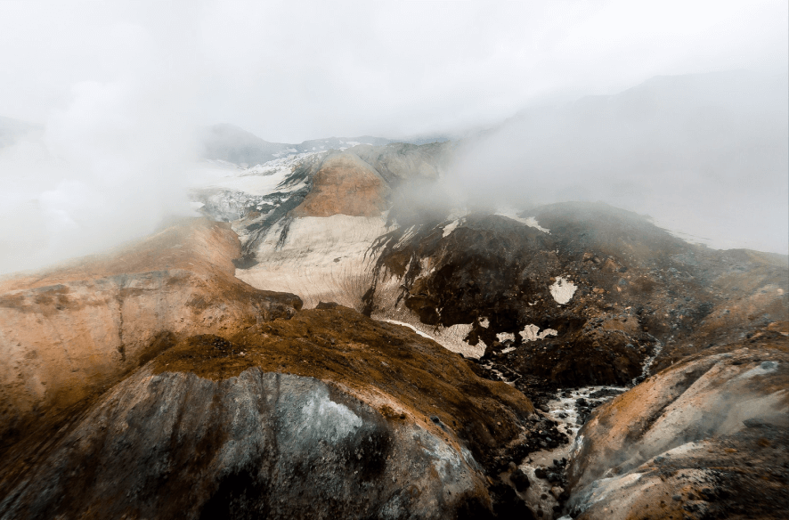 mountain in clouds